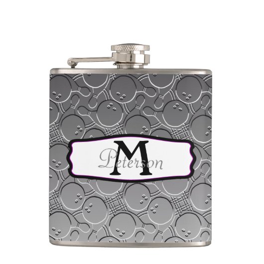 Bowlings-Ball Chrom Blick-Muster Personalizable Flachmann (Vorderseite)