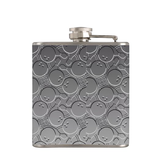 Bowlings-Ball Chrom Blick-Muster Personalizable Flachmann (Rückseite)