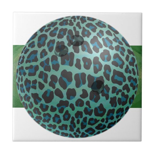 Bowlings-Ball-Leopard aquamarin Fliese (Vorderseite)
