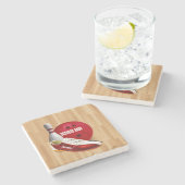 Bowlings-Ball-Schuh und Button mit Ihrem Steinuntersetzer (Seitenansicht)