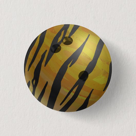 Bowlings-Ball-Tiger-Gelb Button (Vorderseite)