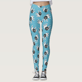 Bowlings-Ball und Button-Muster-Blau-Leggings Leggings