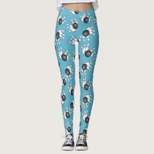 Bowlings-Ball und Button-Muster-Blau-Leggings Leggings