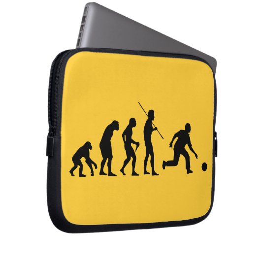 Bowlings-Evolution von Mann zu Bowler Laptopschutzhülle (Vorne Rechts)
