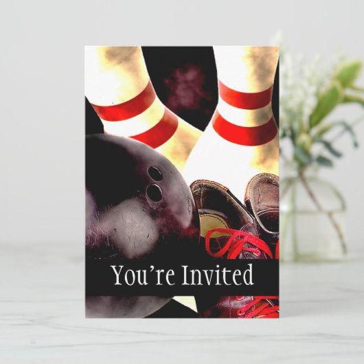 Bowlings-Ganggrunge-Art Einladung (Stehend Vorderseite)