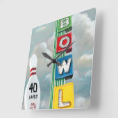 Bowlings-Gassen-Grafik Quadratische Wanduhr (Winkel)