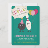 Bowlings-Geburtstags-Party Einladung - Mädchen, (Vorderseite)