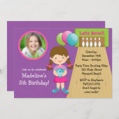 Bowlings-Geburtstags-Party Einladung mit Foto (Vorne/Hinten)