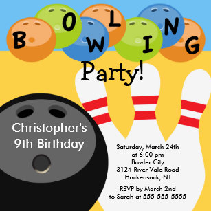 Bowling Einladungen Zazzle De