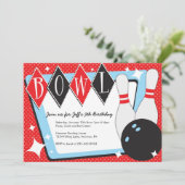 Bowlings-Geburtstags-Party Einladungen (Stehend Vorderseite)