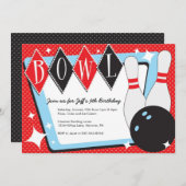 Bowlings-Geburtstags-Party Einladungen (Vorne/Hinten)