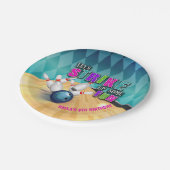 Bowlings-Geburtstags-Party-Platte - Mädchen Pappteller (Schrägansicht)