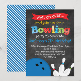 Bowlings-Geburtstags-Party - Tafel Einladung