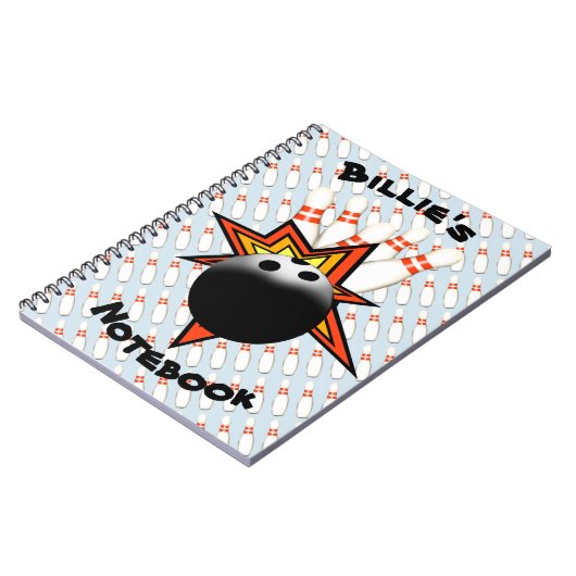 Bowlings-gewundenes Notizbuch Notizblock (Linke Seite)