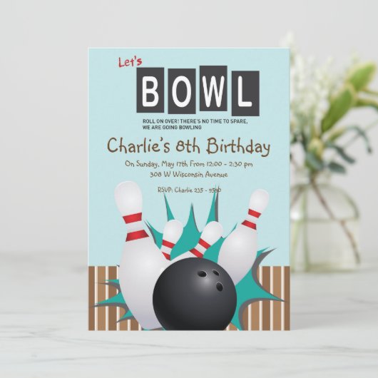 Bowlings-Party Einladung (Stehend Vorderseite)