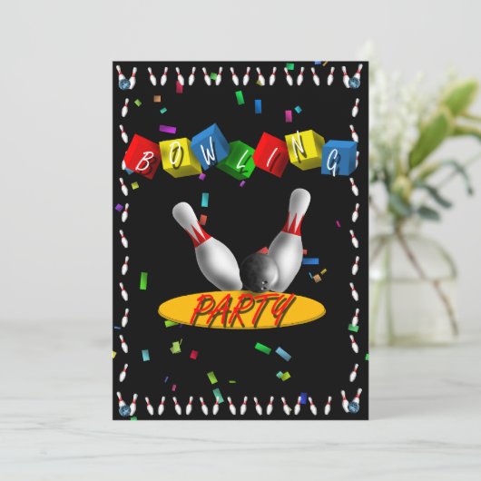 Bowlings-Party Einladung (Stehend Vorderseite)