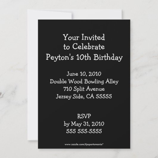 Bowlings-Party Einladung (Rückseite)