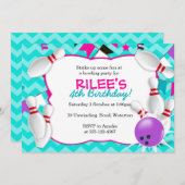 Bowlings-Party Einladung - MÄDCHEN (Vorne/Hinten)