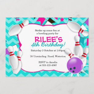 Bowlings-Party Einladung - MÄDCHEN