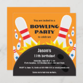 Bowlings-Party Einladung mit Bowlingsball (Vorne/Hinten)
