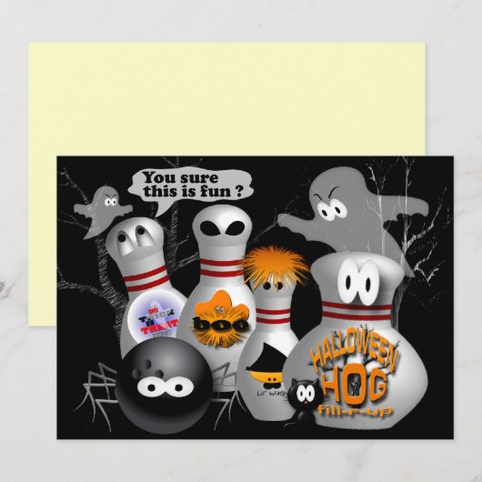 Bowlings-Party Einladungen (Vorne/Hinten)