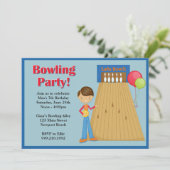 Bowlings-Party-Geburtstags-Einladung Einladung (Stehend Vorderseite)