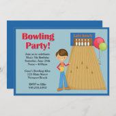 Bowlings-Party-Geburtstags-Einladung Einladung (Vorne/Hinten)