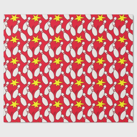 Bowlings-Spaß, Buttone und Sterne Geschenkpapier (Flach)