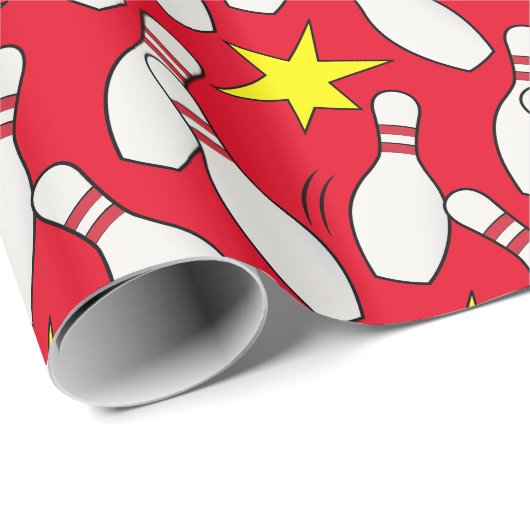 Bowlings-Spaß, Buttone und Sterne Geschenkpapier (Rolleneckpunkt)