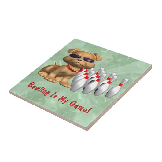 Bowlings-Spiel-Hund Fliese (Seite)