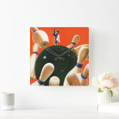 Bowlings-Streik Quadratische Wanduhr (Zuhause)