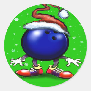 Bowlings-Weihnachten Runder Aufkleber