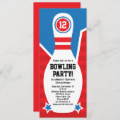 Bowlingsgeburtstags-Party Einladung mit Button (Vorne/Hinten)
