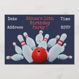 Bowlingsjugendjungen-Geburtstags-Party Einladung