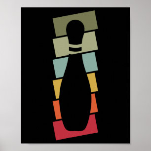 Bowlingspieler Vintage Bowling Pin Retro Poster