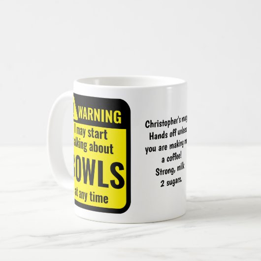 Bowls Funny Personalized Warning Kaffeetasse (Vorderseite Links)