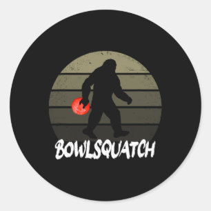 Bowlsquatch Bigfoot Bowling Ll Sasquatch Bowler Sq Runder Aufkleber