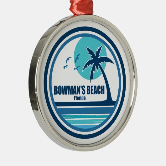 Bowman's Beach Florida Palm Tree Birds Ornament Aus Metall (Rechts)