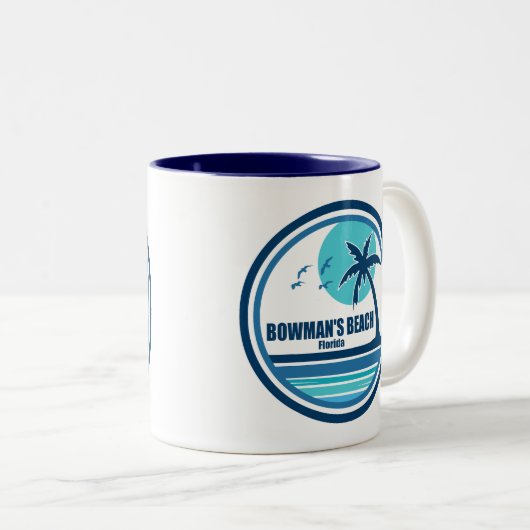 Bowman's Beach Florida Palm Tree Birds Zweifarbige Tasse (VorderseiteRechts)