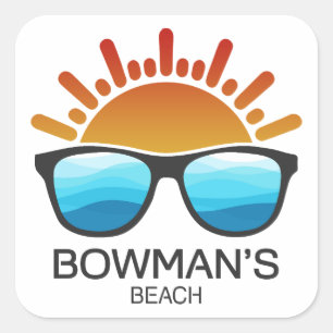 Bowman's Beach Florida Sonnenbrille Quadratischer Aufkleber