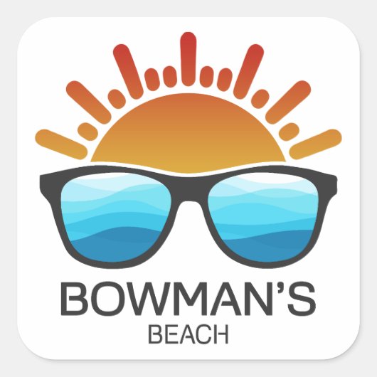 Bowman's Beach Florida Sonnenbrille Quadratischer Aufkleber (Vorderseite)