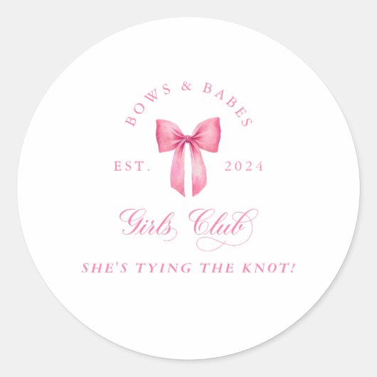 Bows and Babes Girls Club Runder Aufkleber (Vorderseite)