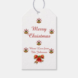 Bows and Bells Frohe Weihnachtsgeschenke Tag Geschenkanhänger