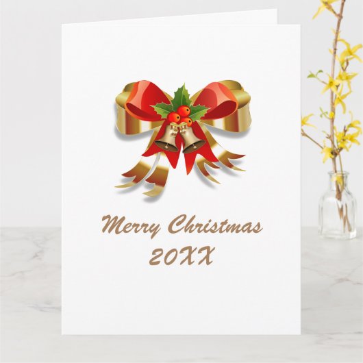 Bows and Bells Frohe Weihnachtskarte Karte (Gelbe Blume)