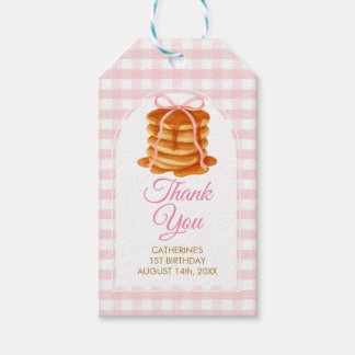 Bows and Brunch Pancake Pink 1st Birthday Gingham Geschenkanhänger