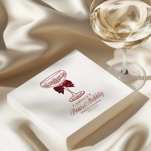 Bows and Bubbly Bridal Shower Napkins Serviette