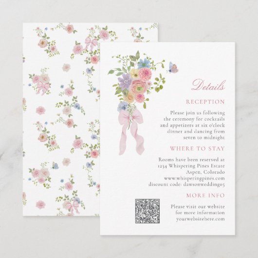 Bows and Wildflowers Begleitkarte (Vorne/Hinten)