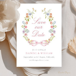 Bows and Wildflowers Save the Date Card