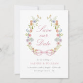 Bows and Wildflowers Save the Date Card (Vorderseite)