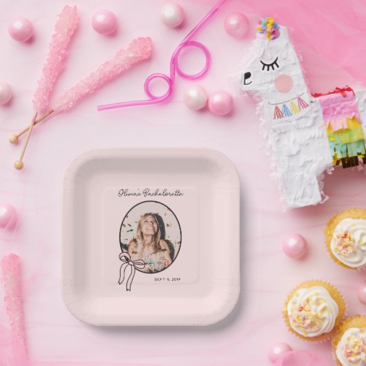 Bows & Babes Bachelorette Pink Girly Custom Pappteller (Party)